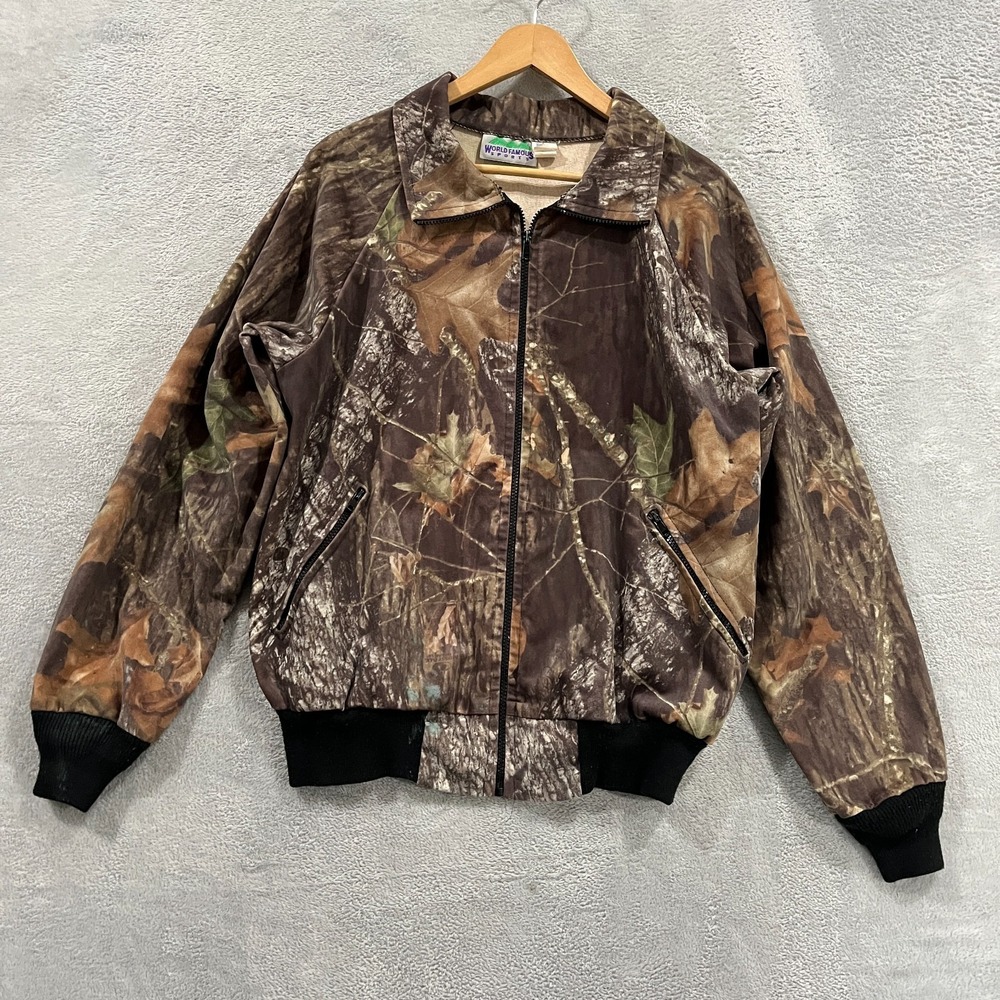 World‎ Famous Sports Camo Jacket Mens Large Mossy Oak Hunting Outdoors USA Made